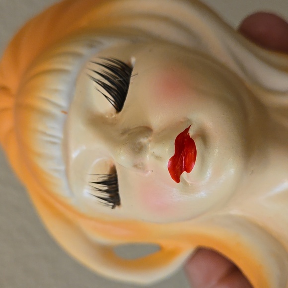 Reproduction Lady Head Vase Planter Makeup Brush Holder - Picture 7 of 12